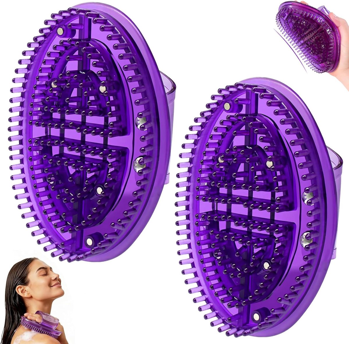2 stuks massageborstels voor meridianmassage, lichaamsmassageborstel, afgeronde tanden voor huidverzorging, massage - ShopVlot