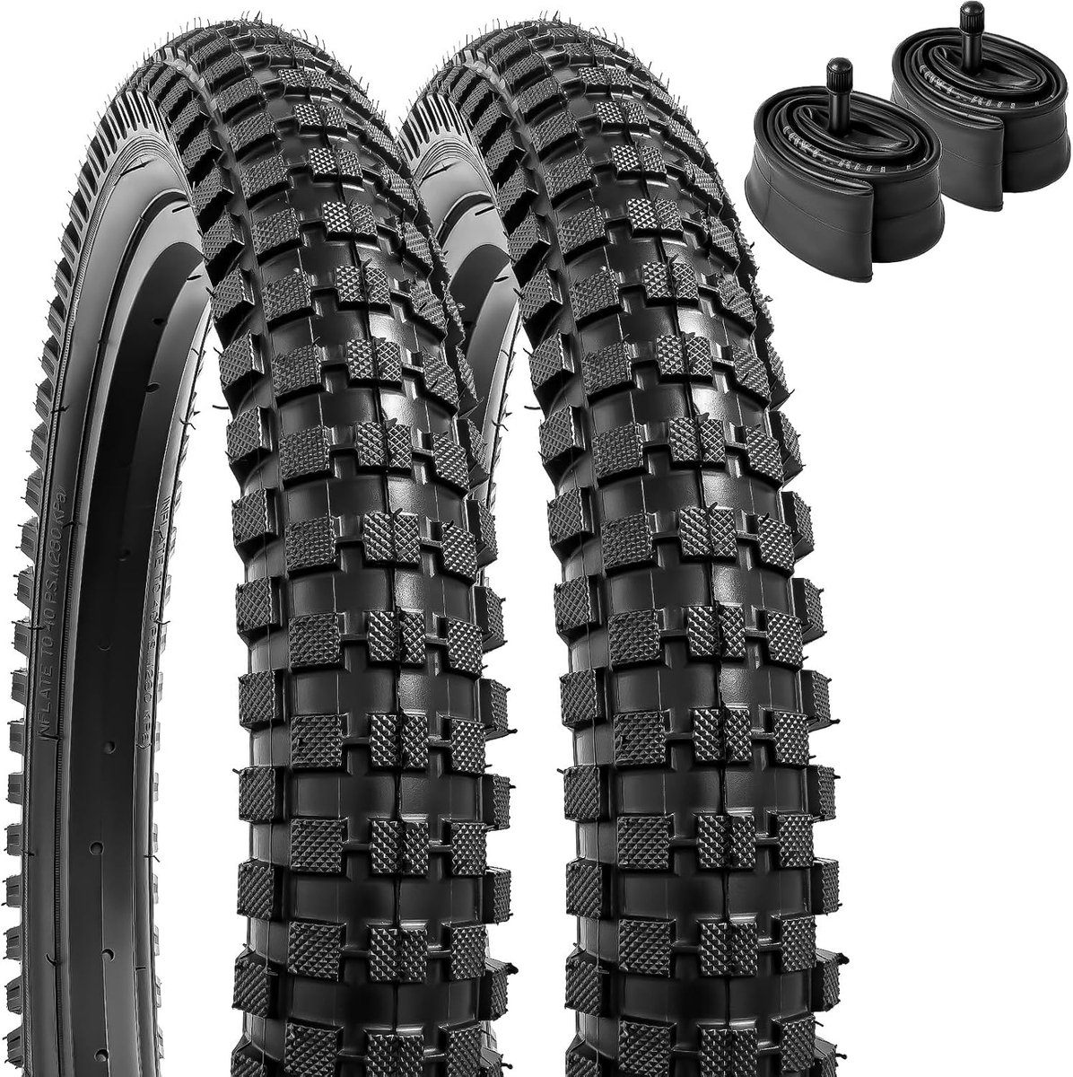 YunSCM 2-Pack 60TPI Foldable 16 inch Bicycle Tires 16x2.40 ETRTO 64-305 and 16 inch Tubes Schrader AV32mm Valve - ShopVlot