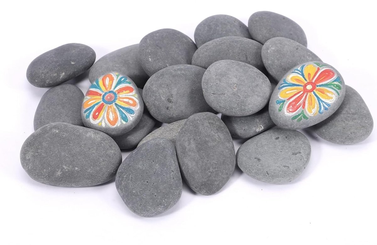 20 stuks schilderstenen, platte natuurlijke gladde stenen voor doe-het-zelf schilderen, mandala's, tuindecoratie, huis - ShopVlot