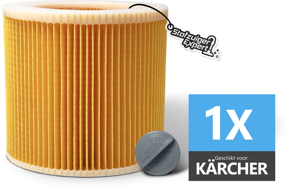 1x Filter geschikt voor KÄRCHER WD1, WD2, WD3, MV2 en MV3 stofzuigers - F6 Klasse Cilinder filter / Lamellenfilter ontworpen en geschikt voor Karcher stofzuigers