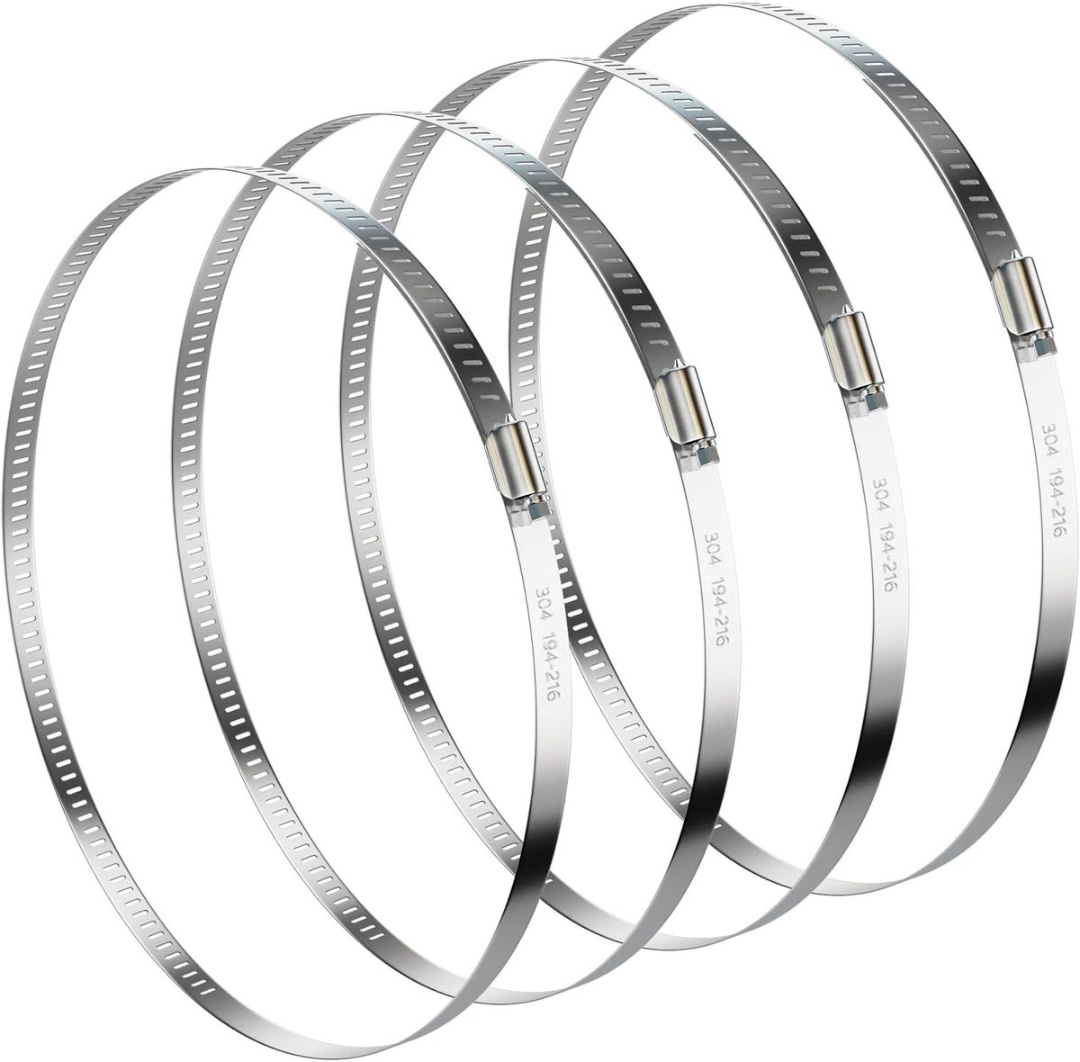 NEBURORA 194-216mm Hose Clamp Adjustable 304 Stainless Steel Tube Clamp 4-Pack Worm Drive Hose Clamp Clamps 8 inch - ShopVlot