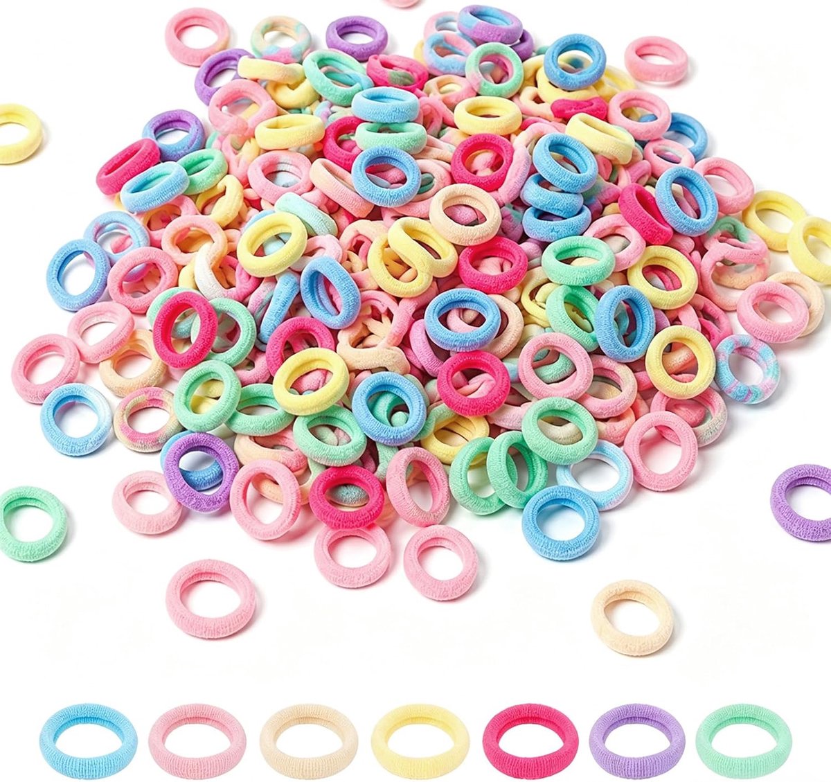 500 Pieces Colourful Hair Bobbles for Girls Hair Accessories Set, Soft Loom Hair Bands, Elastic Hair Bobbles, Small - ShopVlot