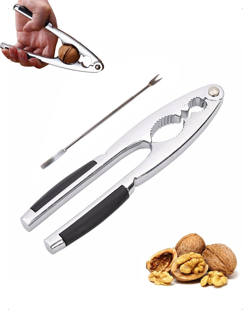 Professionele Notenkraker, Metalen Notenkraker met Notenaald, Notenbreker met Antisliphandgrepen, Notenkrakers - ShopVlot