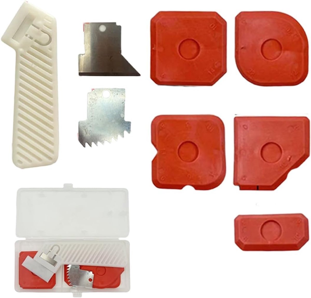 Professionele 8-delige silicone kitset met trekker en schraper voor voegen, ideaal voor badkamer, keuken en doe-het-zelf projecten