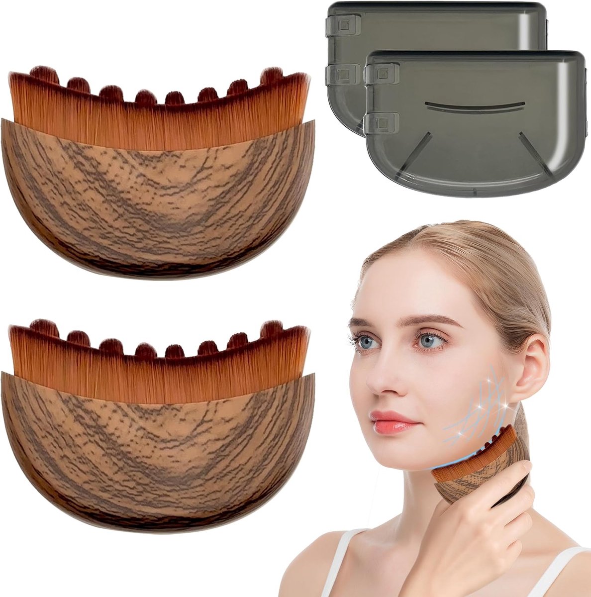2Pcs Gezichtsborstels voor Lymfedrainage Zachte Facial Massager Dry Brushing voor Kin en Kaaklijn Geschikt voor - ShopVlot