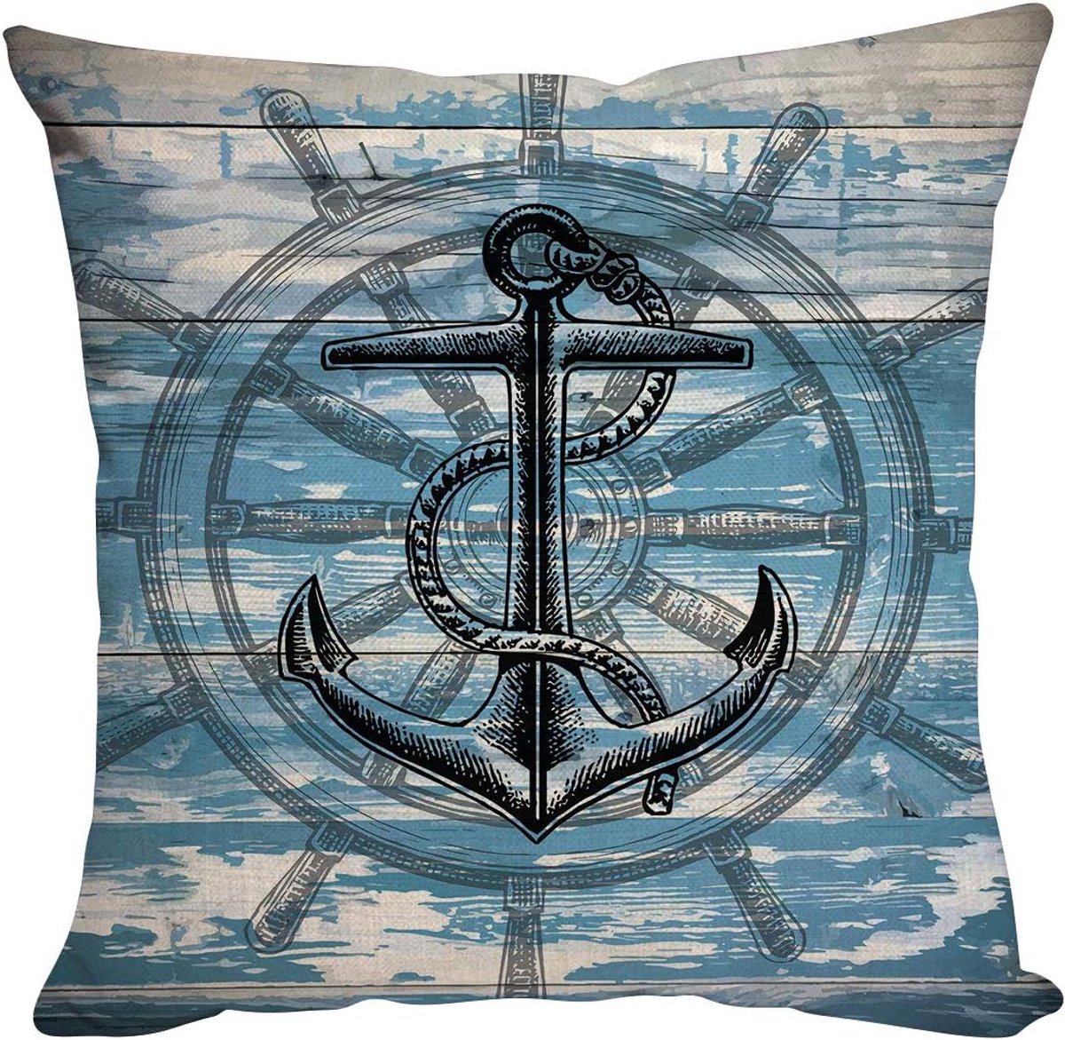 Cushion Cover Sofa Throw Pillow Case Car Throw Pillow Covers Cushion Anchor Navy Rudder Grey Blue Wood Grain 40x40cm - ShopVlot