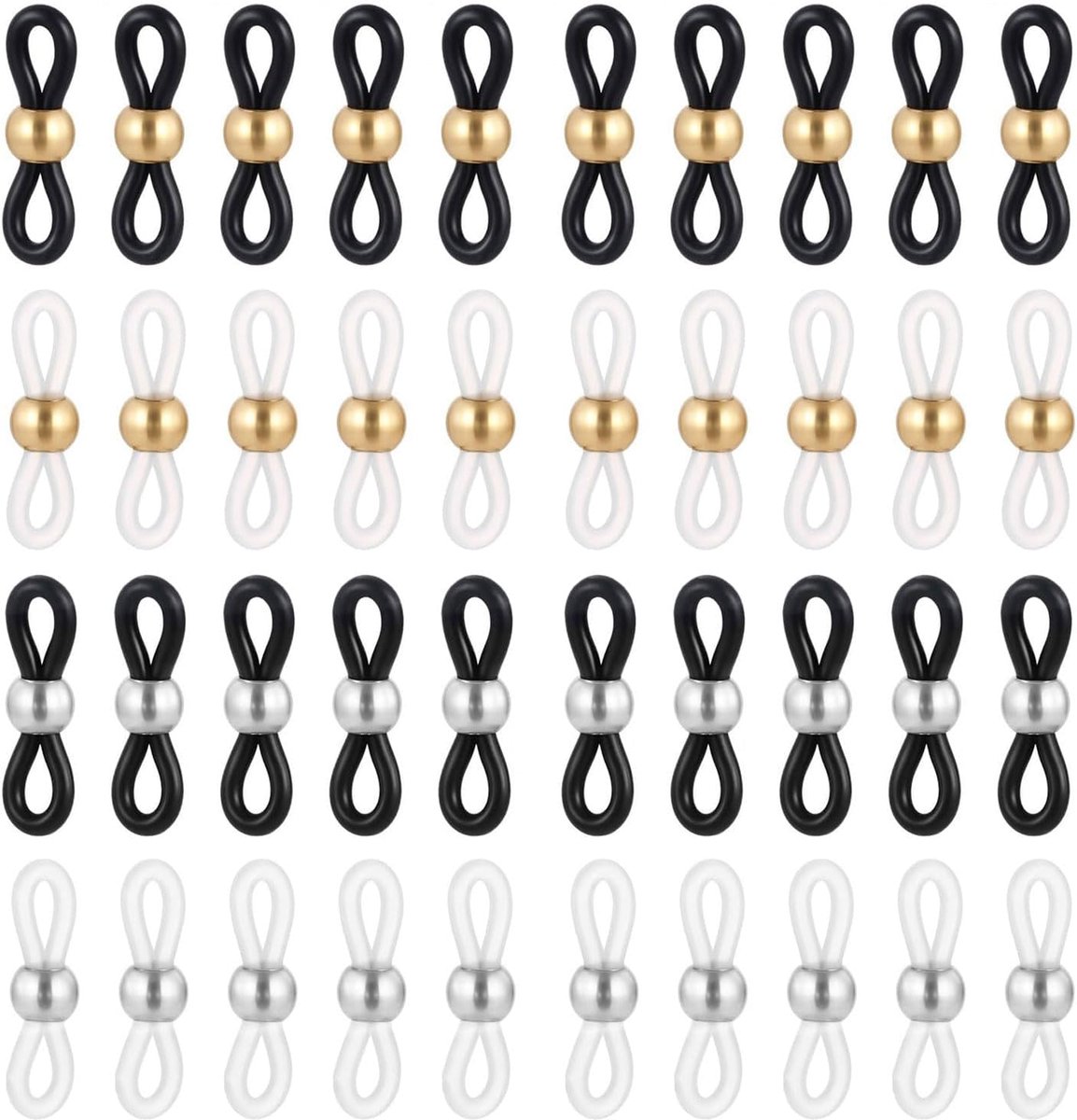 Glasses Chain Ends, 80 Pieces, Silicone Glasses Chains, Adjustable Glasses Connectors with Non-Slip Rubber Loops for - ShopVlot