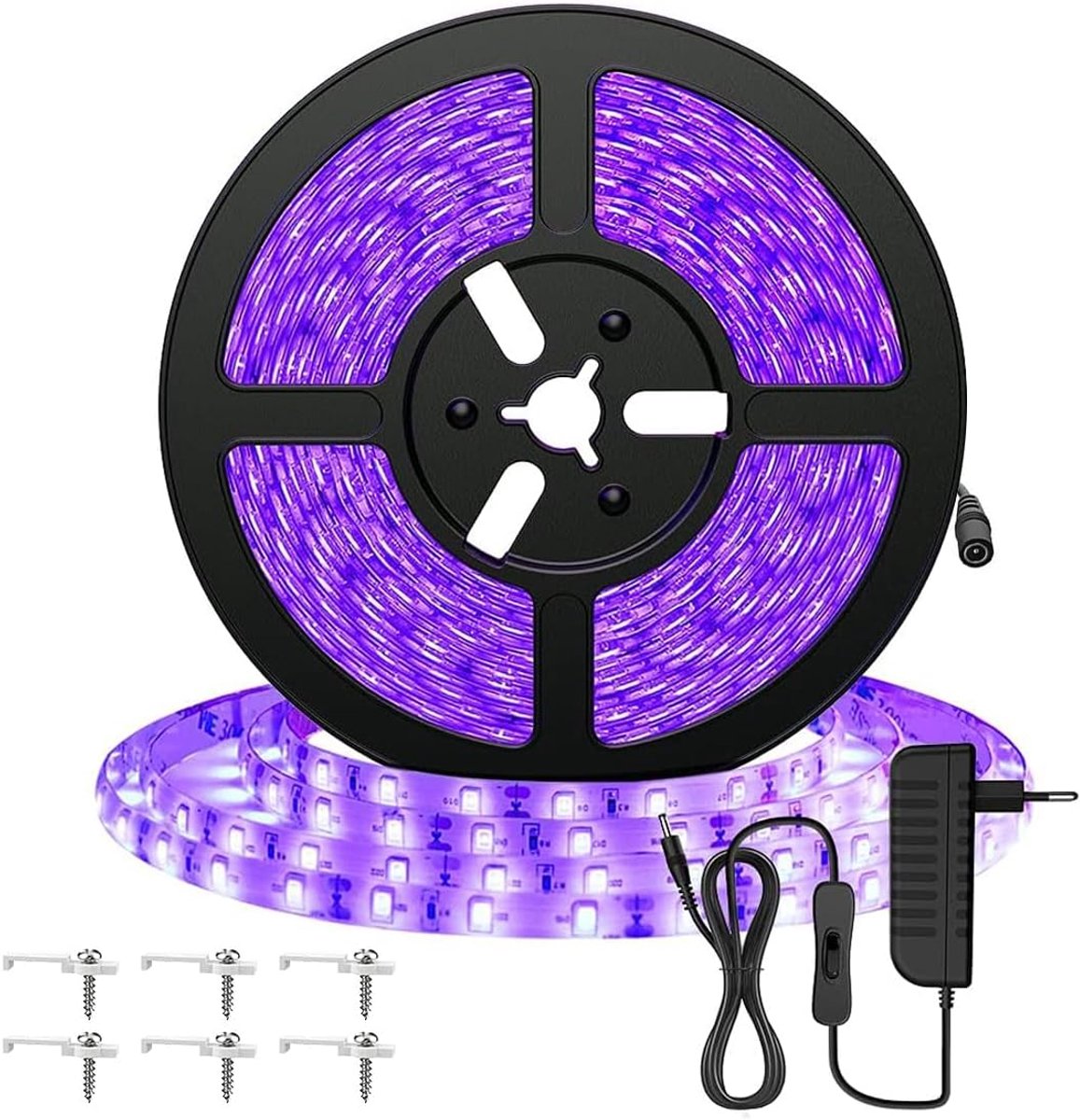 Eleganted UV LED Strip 5 m Black Light Strip with Power Supply 12 V Flexible 300 LED Self-Adhesive 2835 Light Strip UV - ShopVlot