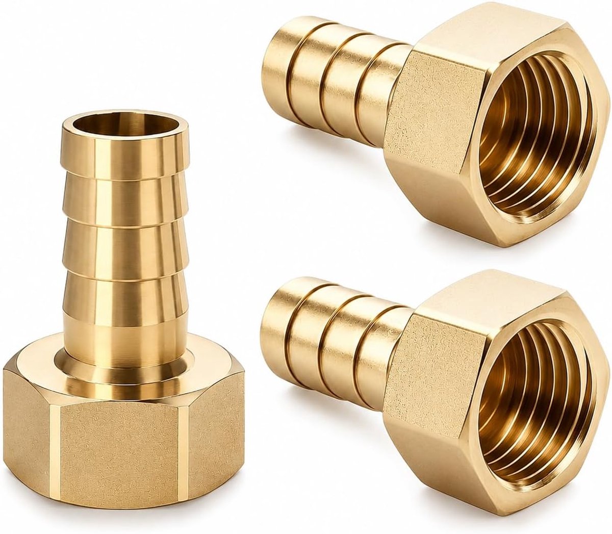 Pack of 3 Brass Hose Tubes, 12mm Hose Connector with Female Thread, Robust Hose Connector for Garden Hose, Sanitary - ShopVlot