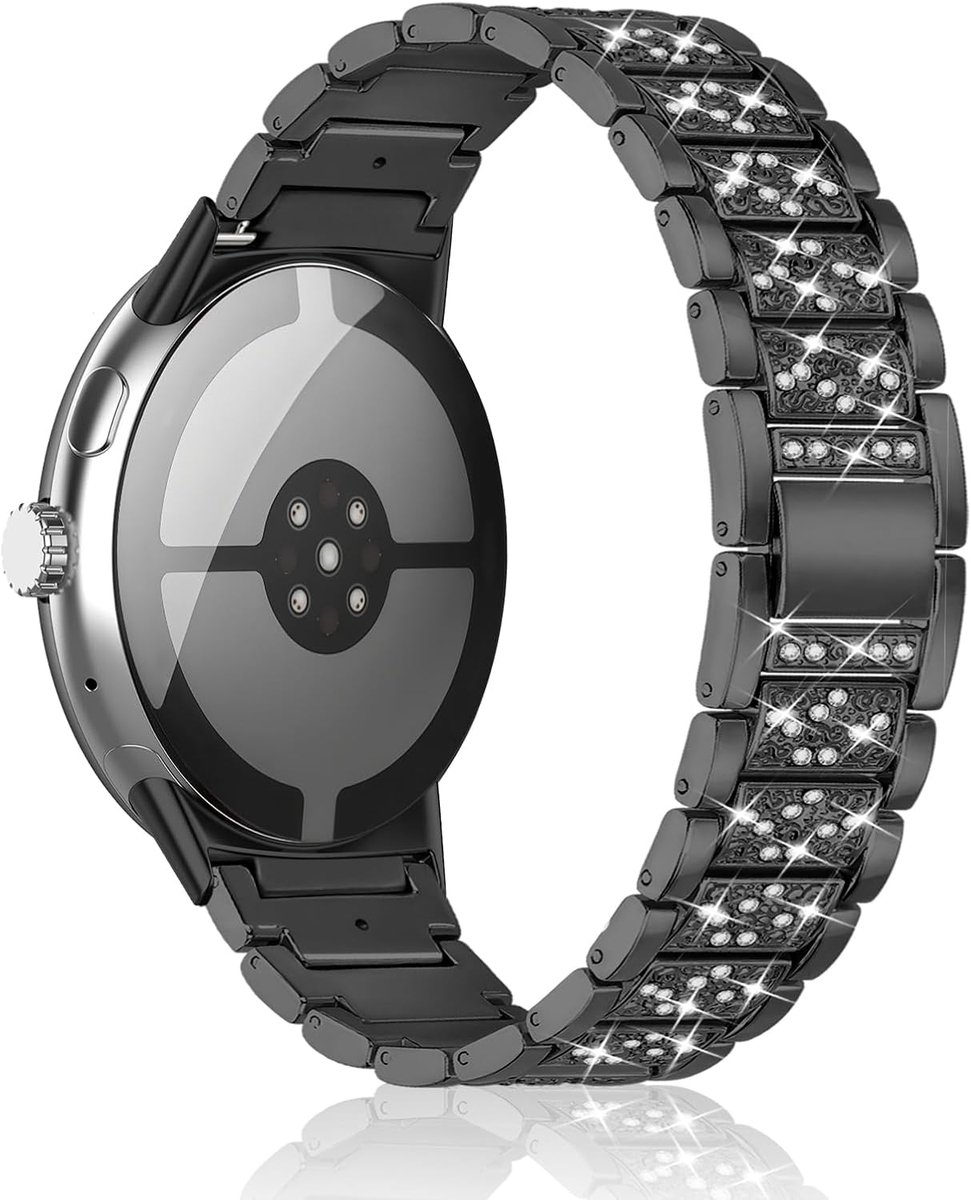 Metal Strap Compatible with Google Pixel Watch 4/3/2/1 (41 mm) Women Diamond Rhinestone Stainless Steel Strap - ShopVlot