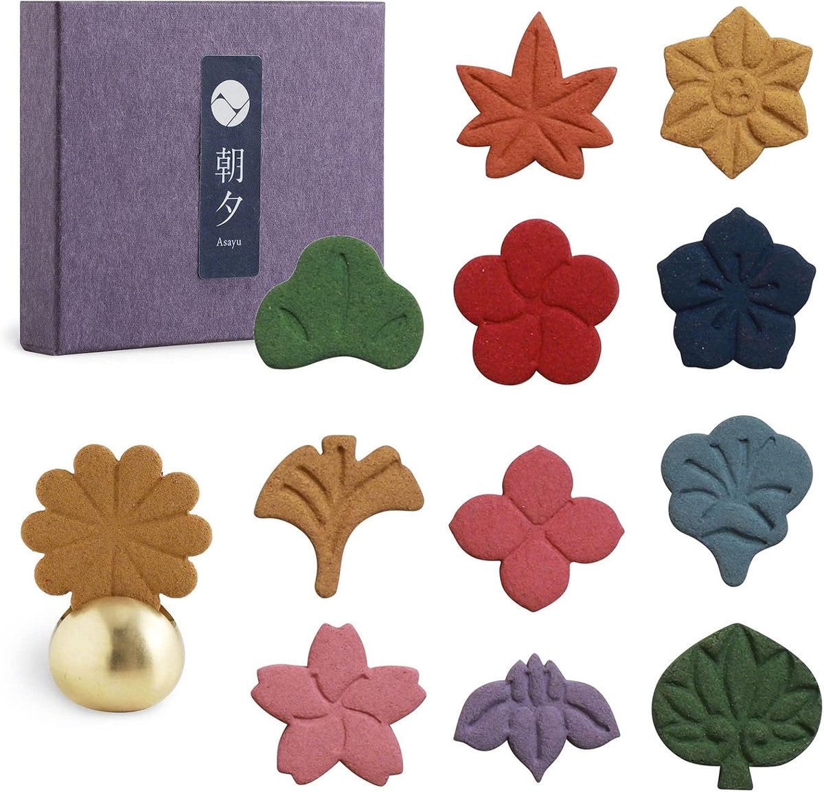 Asayu Japan Pressed Incense Cones – Flower Shape Collection, 12 Pieces, Made in Japan – Premium Quality & Natural - ShopVlot