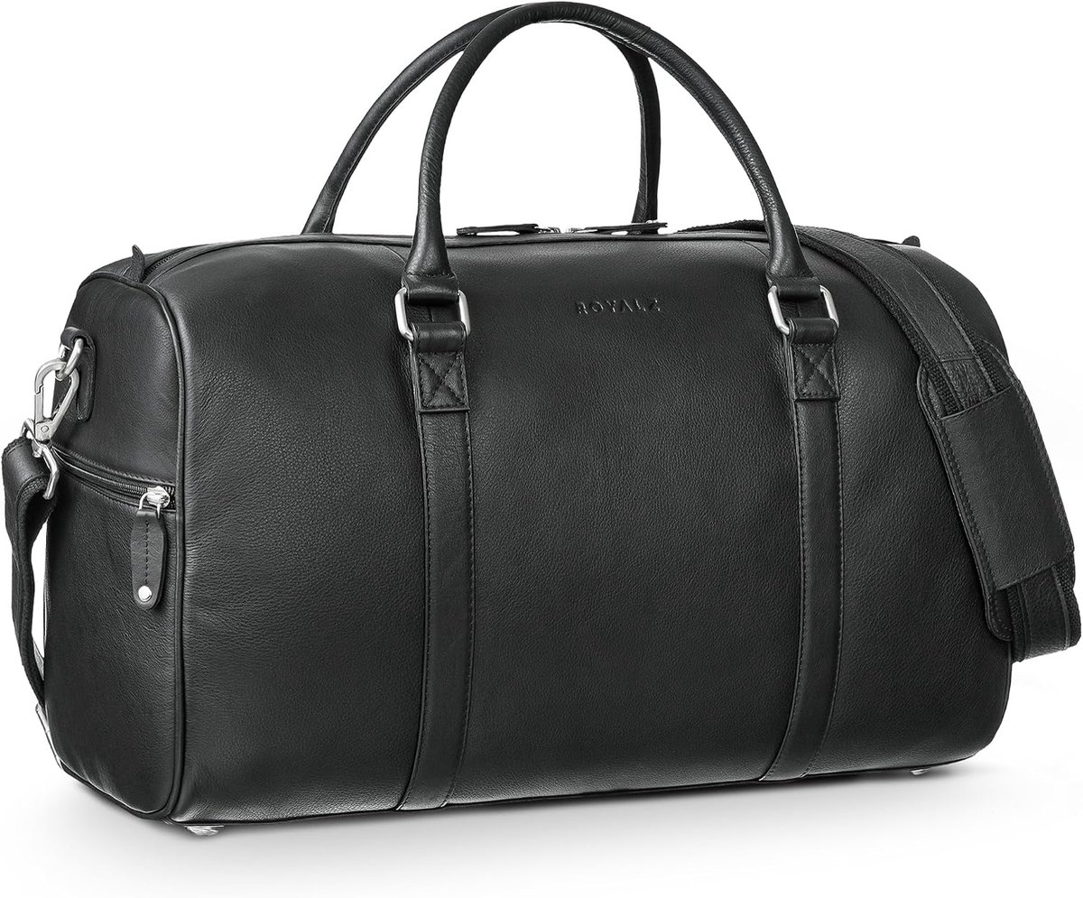 ROYALZ Palermo Weekender van hoogwaardig echt leer voor heren, kleine schoudertas, kleine reistas, handtas, maat voor - ShopVlot