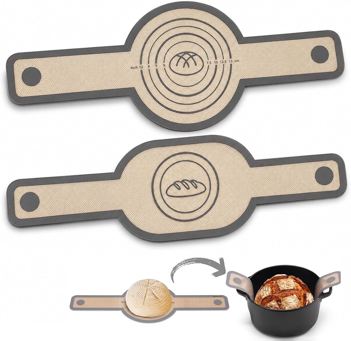 2 Stuks Siliconen Bakmatten voor Nederlandse Oven, Siliconen Bakmat voor Dutch Oven, Herbruikbare Broodmatten met - ShopVlot