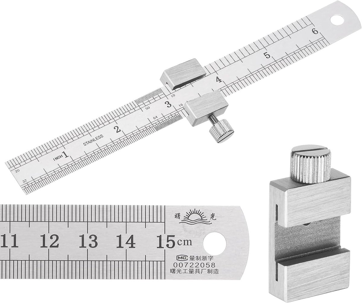 Stainless Steel Hook Hospital, Double-Sided Ruler Stainless Steel 15 cm with Measuring Scale in Inches and Inches, for - ShopVlot