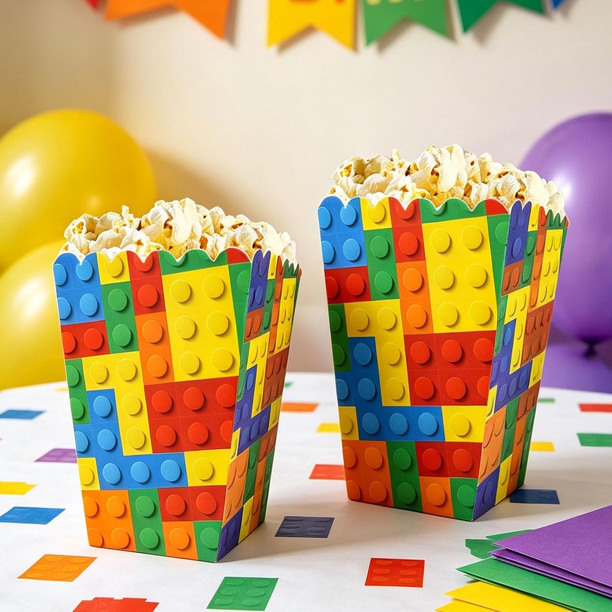 12 stuks bouwsteen popcorn dozen feestaccessoires - Bouwspeelgoed Popcornboxen Stenen Verjaardagsfeestaccessoires - ShopVlot