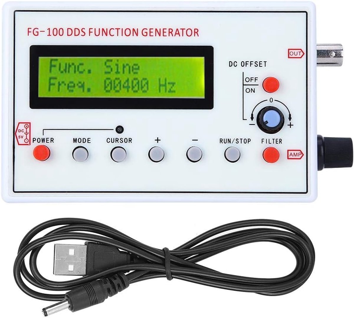 Fyearfly DDS Signal Generator, FG-100 DDS Function Generator, Sine Frequency, 1HZ-500KHz, Counter, Signal Source - ShopVlot