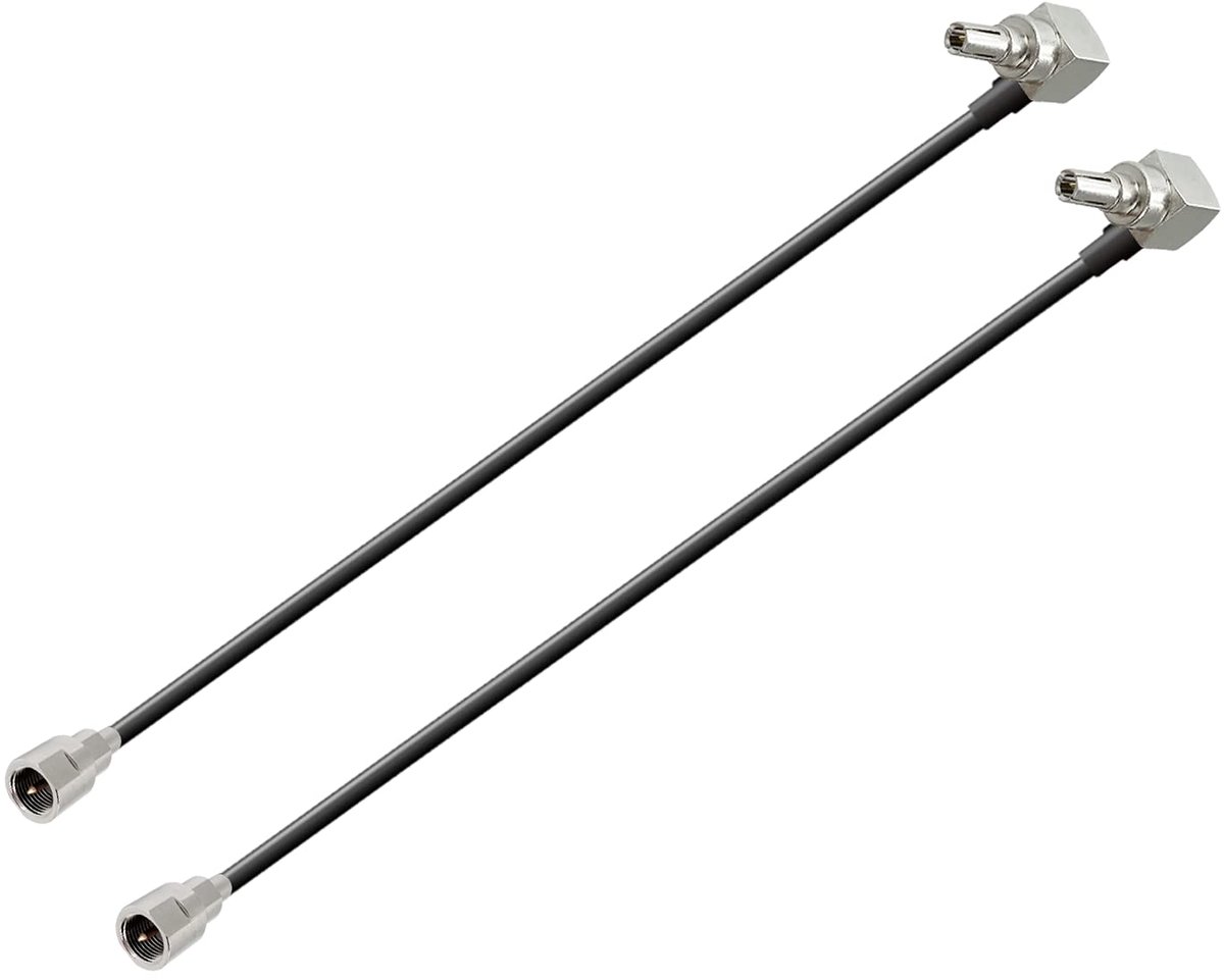 Vecys FME male to CRC9 male rectangular 90 degree RF coaxial cable RG174 15cm (2 pieces) for 2G 3G 4G LTE antenna - ShopVlot