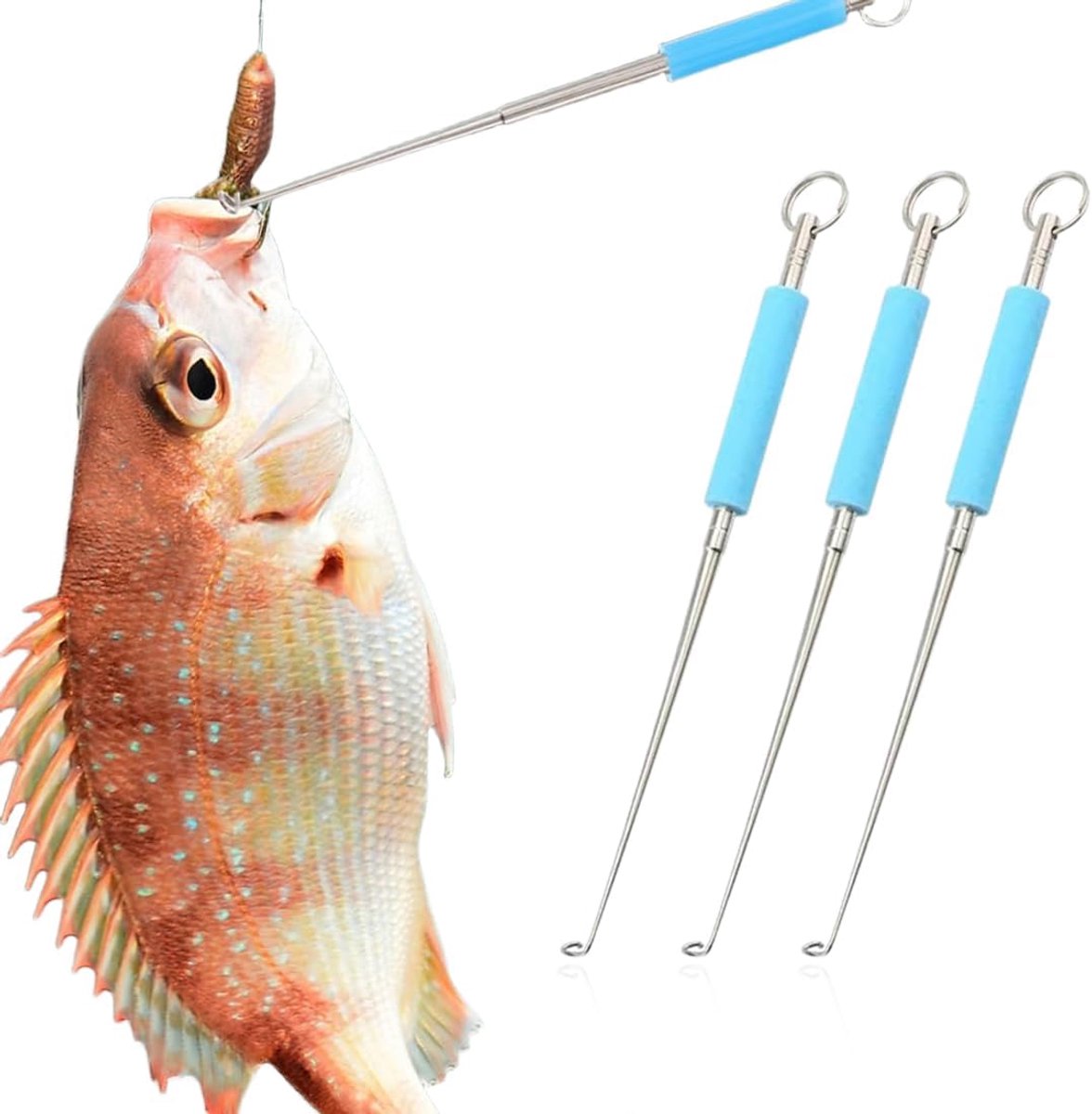 3pcs Fish Hook Remover, Stainless Steel Fishing Hooks, Quick Hook Remover with Storage Tube, Portable Fishing Tool - ShopVlot