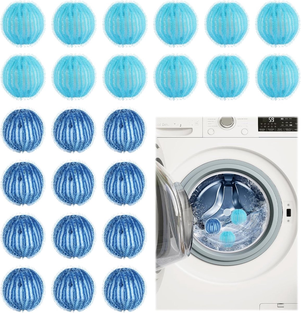 Dierenhaarverwijderaar wasmachine, 24 stuks herbruikbare haarvangers en pluisballen tegen, kattenhaarverwijderaar - ShopVlot