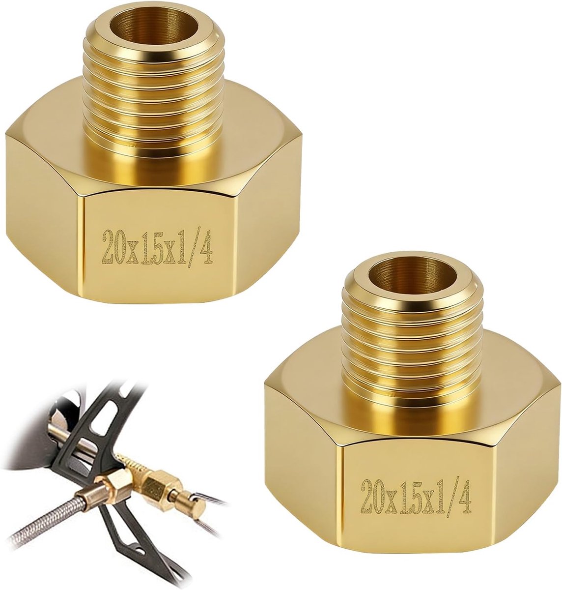 2 stuks gasadapter 1/2 inch naar 1/4 inch, messing gasslangverbinder, gasaansluitadapter, 1/2 inch rechter binnendraad - ShopVlot
