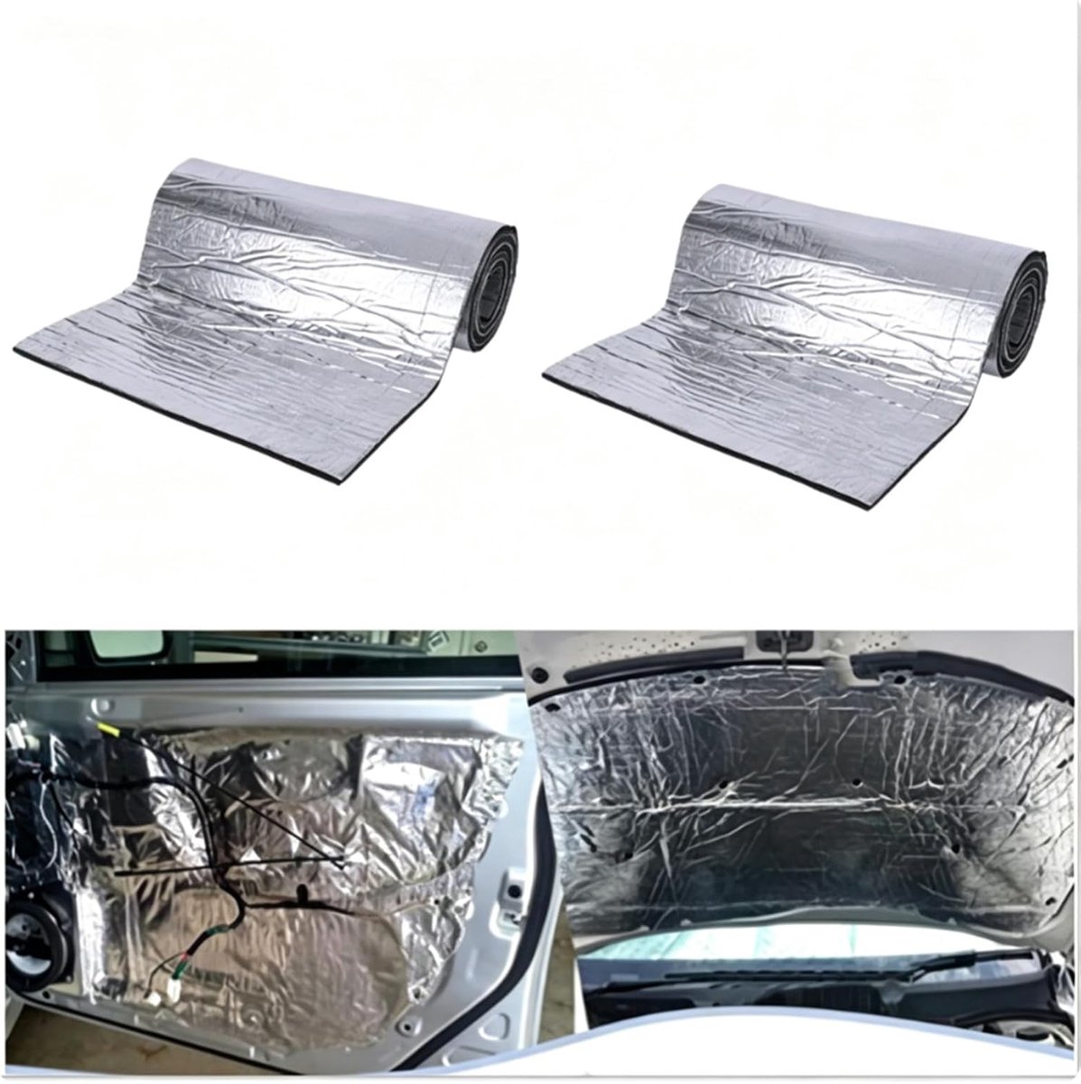 2 x zelfklevende auto-isolatiemat, geluidsisolatiemat, zilver schuim, 5 mm dik, 40 x 100 cm, 0,8 m², waterdicht - ShopVlot