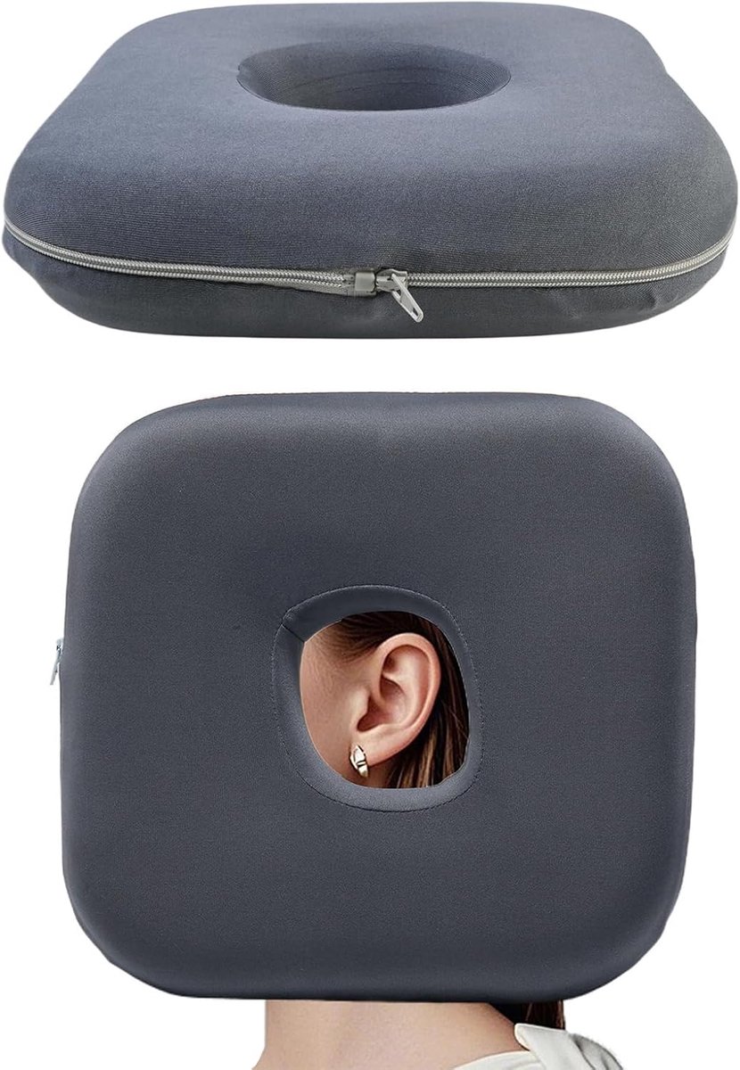 Piercingkussen met gat voor oor, donutkussen van traagschuim, voor zijslapers, oorkussens ter verlichting van pijn bij - ShopVlot