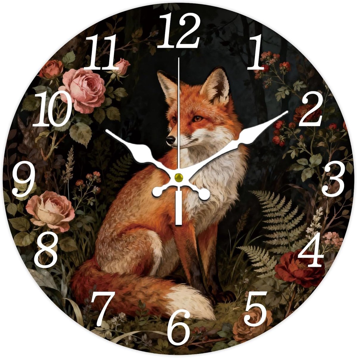 Wall Clock with Horse Motif, 30 cm, No Ticking, Round Wall Clock for Bedroom, Living Room, Kitchen, Office - ShopVlot