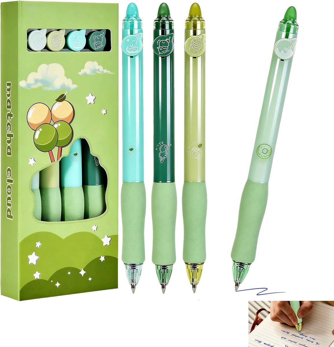 Set of 4 Erasable Gel Pens, Erasable Pen with Eraser, 0.5mm, Retractable Erasable Ballpoint Pen, Liquid Writing - ShopVlot