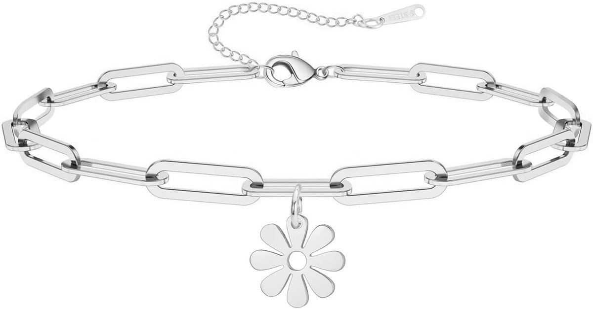 Dreamtimes Daisy Flower Anklets For Women Leaf Anklet Dainty Beach Anklet Jewelry Stainless Steel Adjustable Foot - ShopVlot