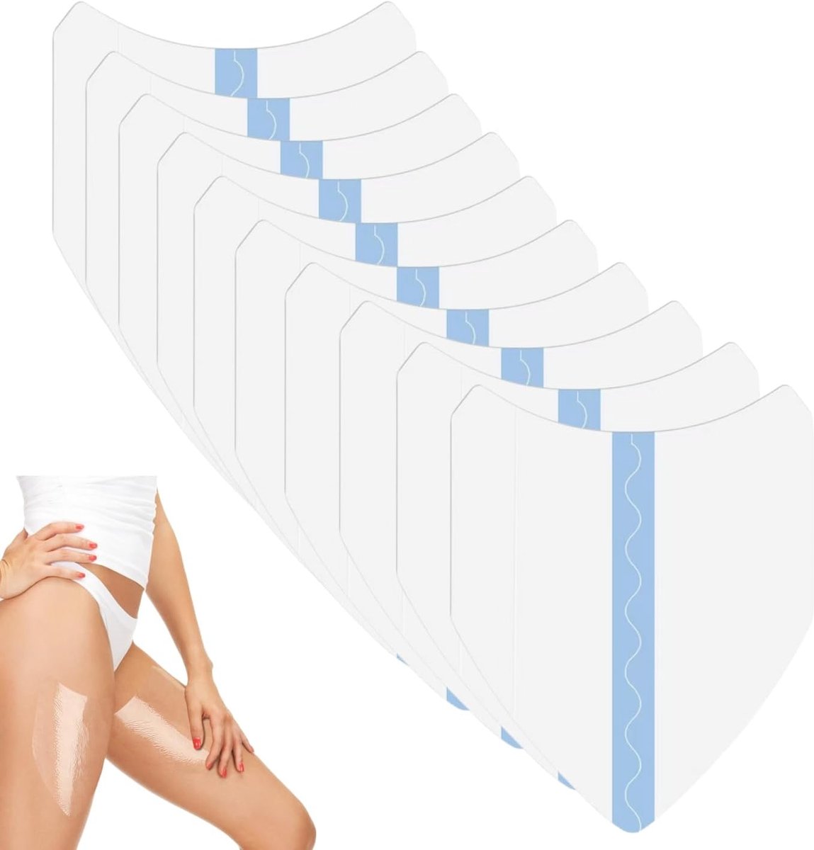Thigh Lifting Tape, Pack of 10 Transparent Body Bands for Strengthening, Support, Adhesive Strips Thigh Reinforcement - ShopVlot