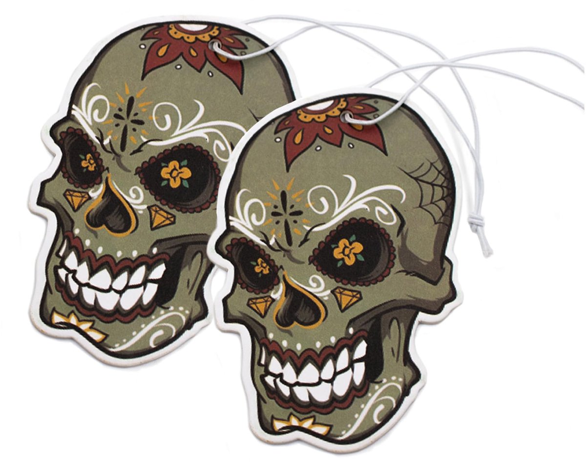 Luchtverfrissers set van 2 - Geurboom met grappig design - Voor in de auto - Frisse geur (159 Skull) - ShopVlot