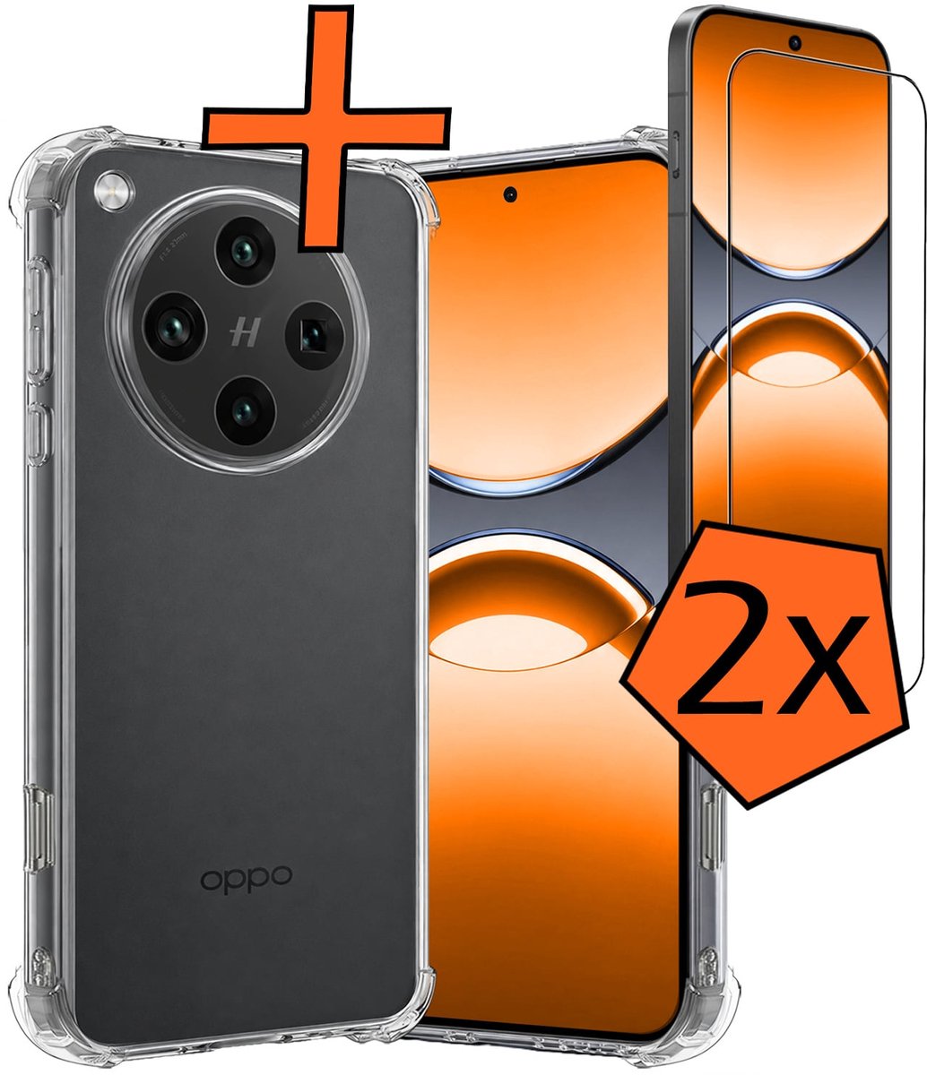 Hoes - Met Screenprotector - 2 Stuks - Geschikt voor OPPO Find X8 Pro - Sterk & Shockproof - Siliconen Case - Back Cover - Telefoon Hoes - Shock Proof - Transparant