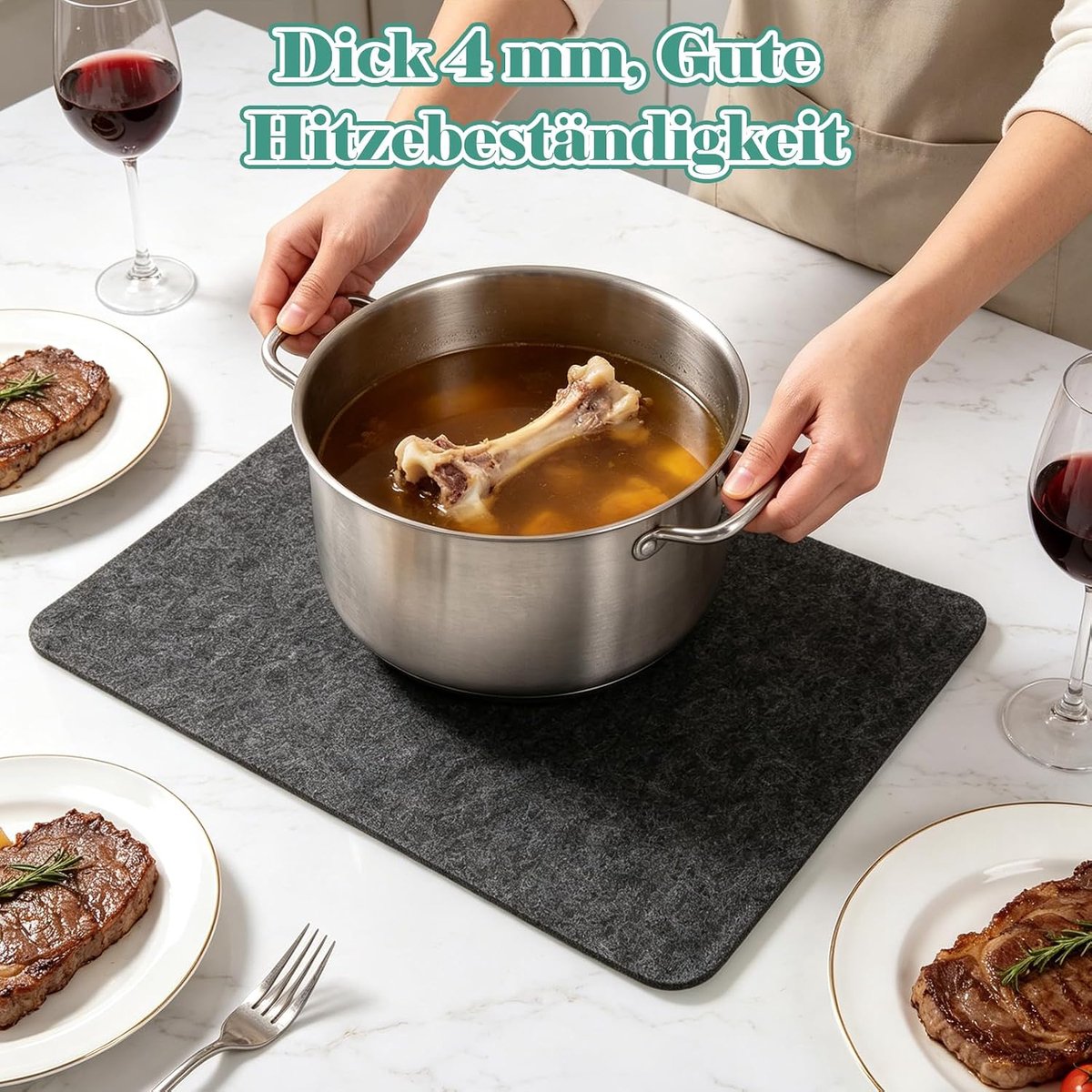 Placemats 12 sets - afwasbaar 43 x 29 cm - vilt met onderzetters en bestekzak - voor sfeervolle tafeldecoratie - ShopVlot