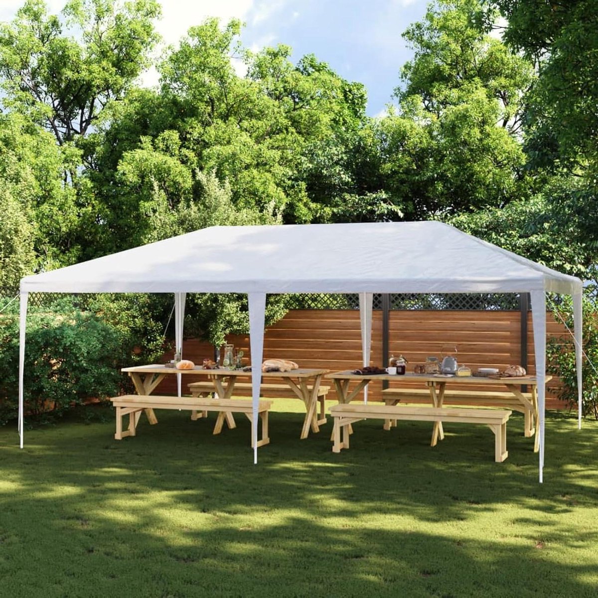 Partytent Tuinpaviljoen - Feesttent Paviljoen - Buitenfeesten Organiseren - UV- en Waterbestendig - 4 x 6 m - Wit