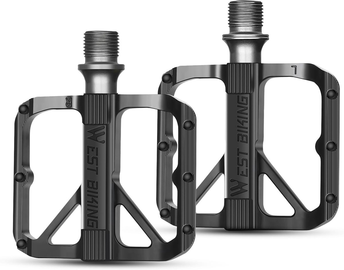Bicycle Pedals CNC Aluminium – MTB Pedals with 3 Sealed Bearings, Cr-Mo Axle, Non-slip with 12 Pins, for Mountain - ShopVlot