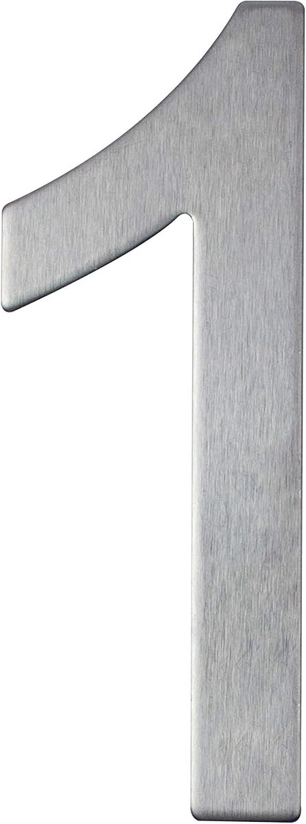 Street number/house number made of silver stainless steel, self-adhesive, 100 mm, no. 1 - ShopVlot