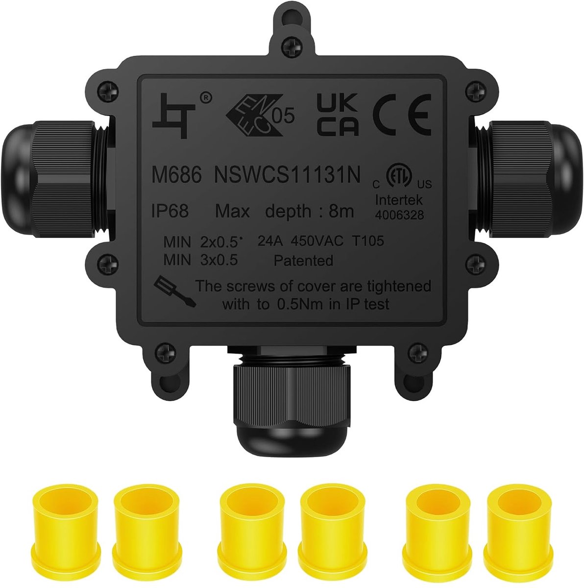 EYPINS IP68 T-kabelconnector, 1 ingang, 2 uitgangen, 3-weg verdeeldoos - ShopVlot