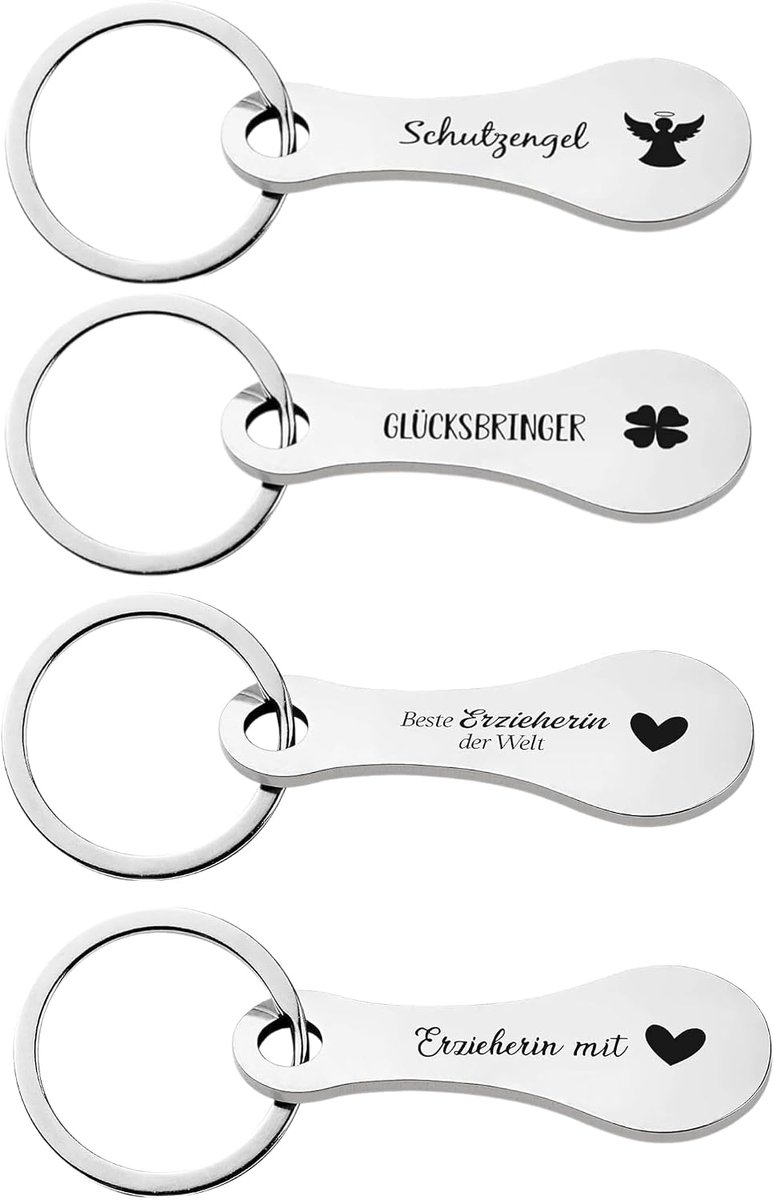 4Pcs Shopping Cart Unlocker, Keychain, Detachable Cart Chip, Metal Shopping Cart Coin, Silver, Stainless Steel - ShopVlot