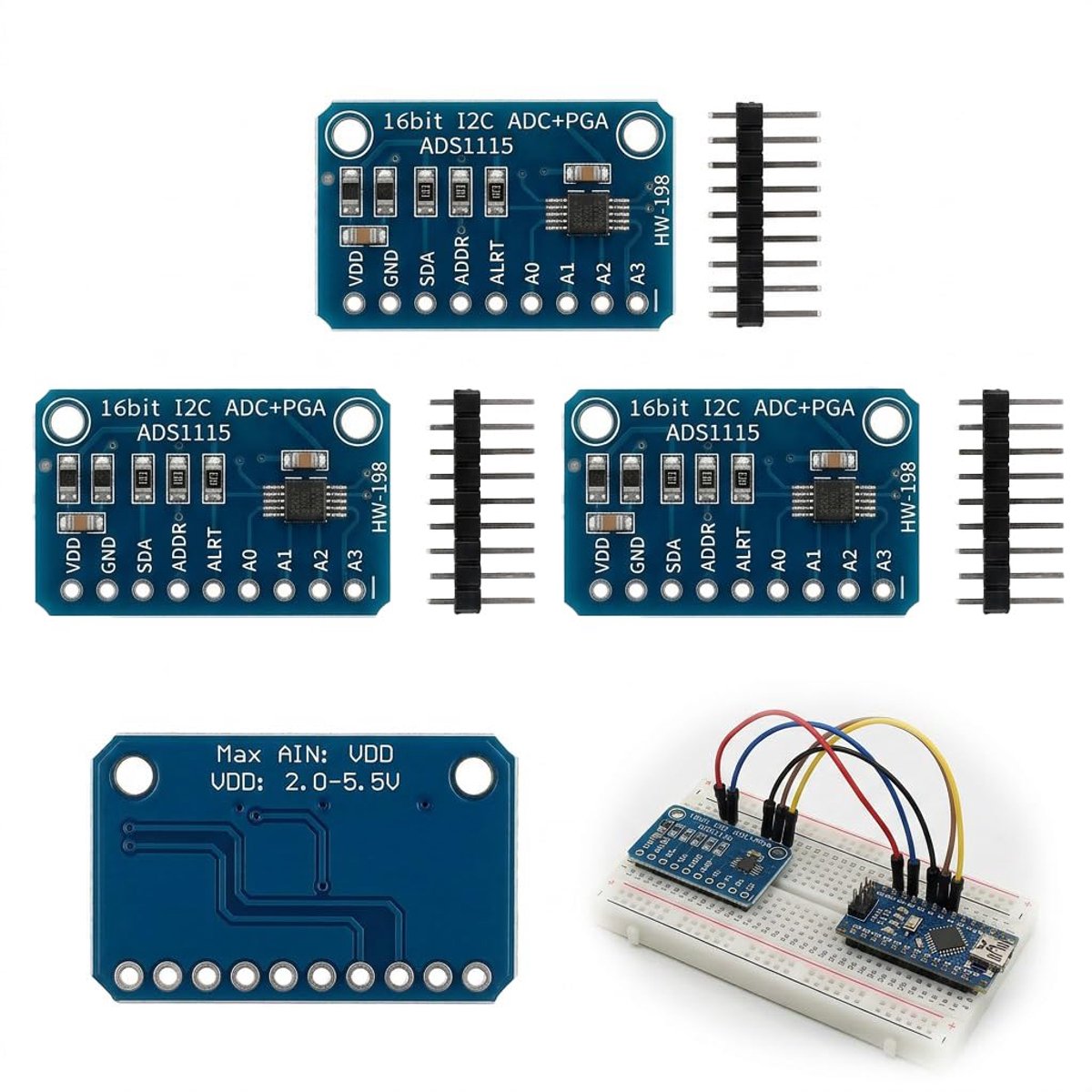 3pcs ADS1115 ADC module 16 bit 4 channels precision analog digital converter - ShopVlot