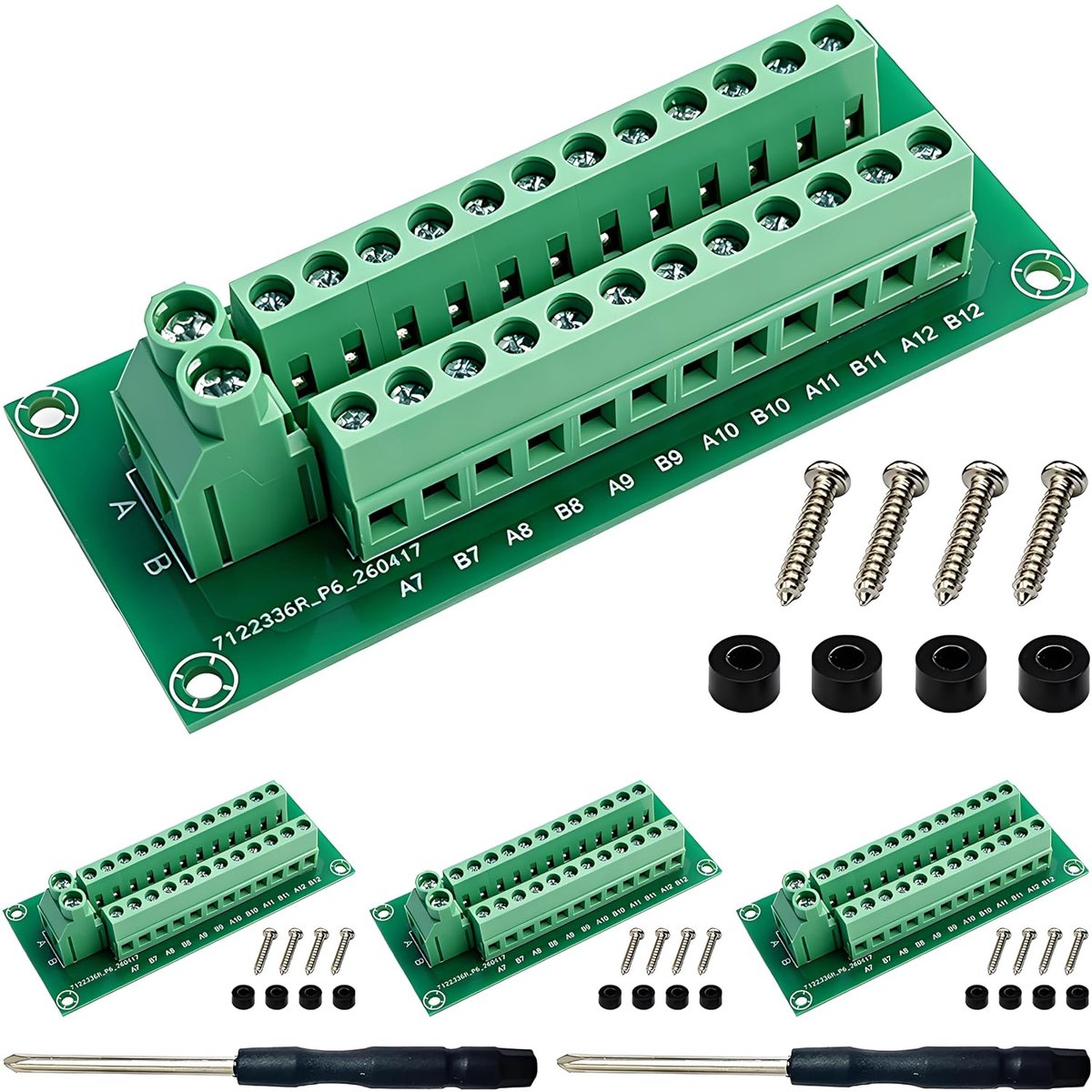 Voorbedrade stroomverdelerplaat met 2 x 12 posities AC/DC 30 A verdelermodule met 12-voudige klemlijst, schroefklemmen - ShopVlot