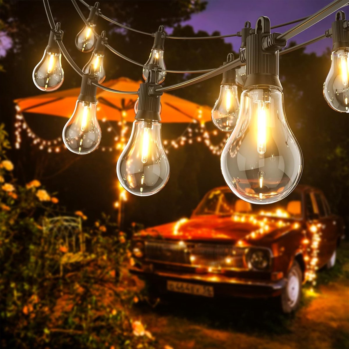 Kawaya Lichtsnoer voor buiten, 15 m, buitenverlichting, 15 m, lichtketting voor buiten, IP65 waterdicht, dimbaar, met - ShopVlot