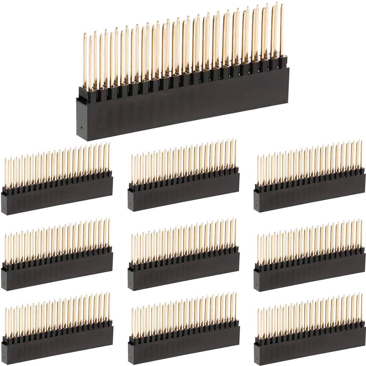 10pcs 2 x 20 pin extra tall female stacking heads 0.1 inch (2.54mm) pitch, 40-pin jack for Raspberry Pi A+/b+/pi 2/pi - ShopVlot