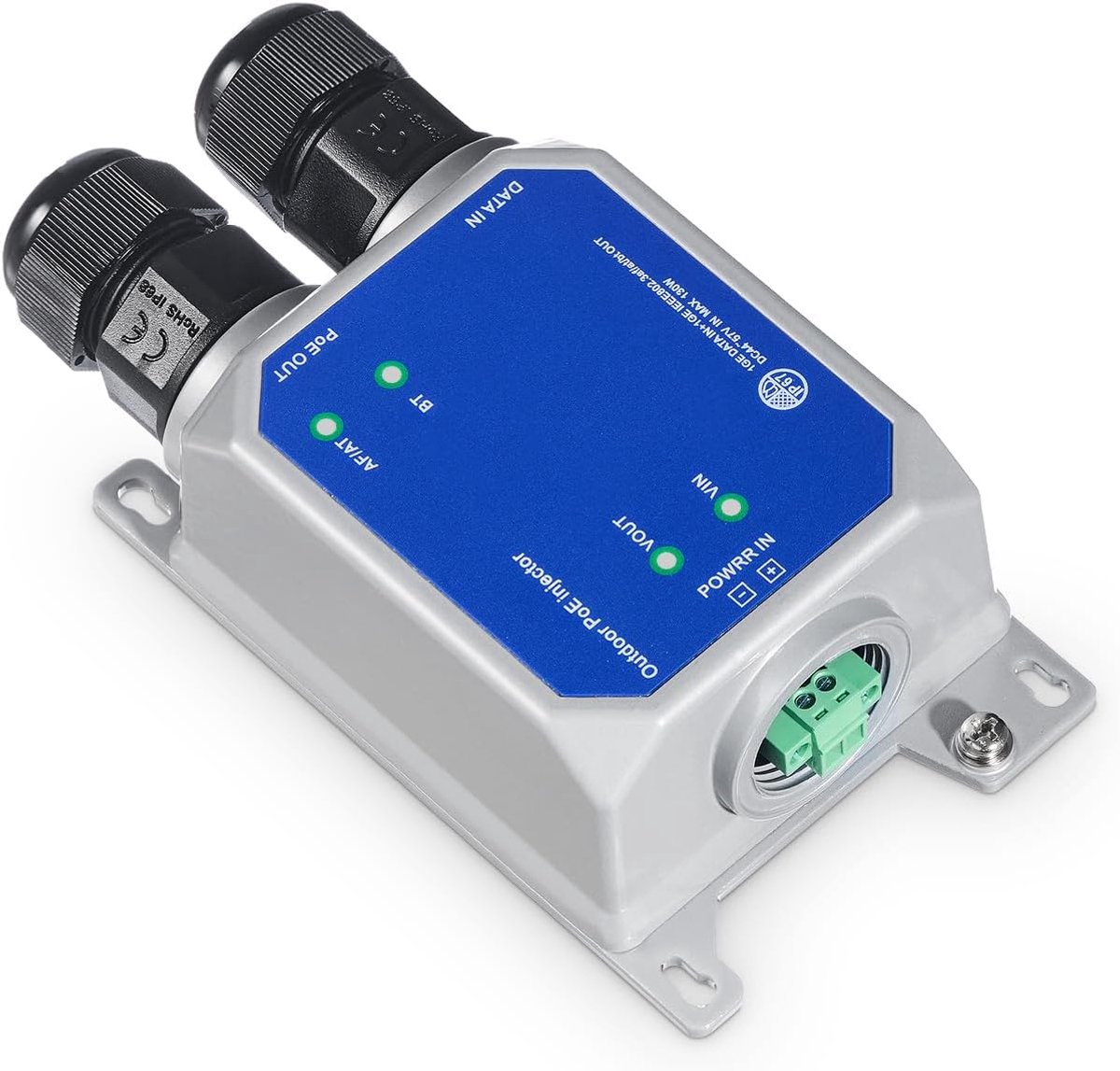 MokerLink IP67 Outdoor 10 Gigabit PoE Injector, 10/100M/1G/2.5G/10Gbps, DC48-57V In Max 120W, IEEE 802.3 af/at/bt PoE - ShopVlot