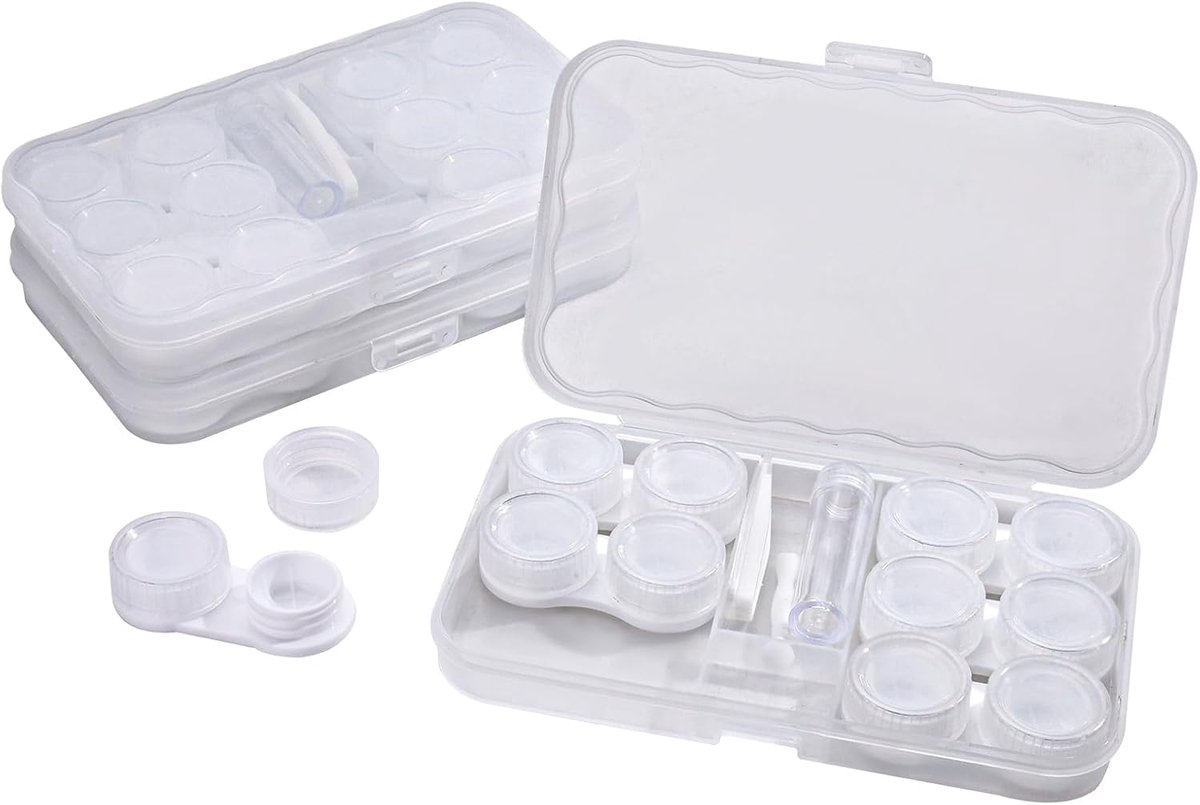 18 Pack Clear Contact Lens Case met 3 Opbergdoos, Lekbestendig Oog/Gekleurd Contact Case Soak Container Organizer - ShopVlot