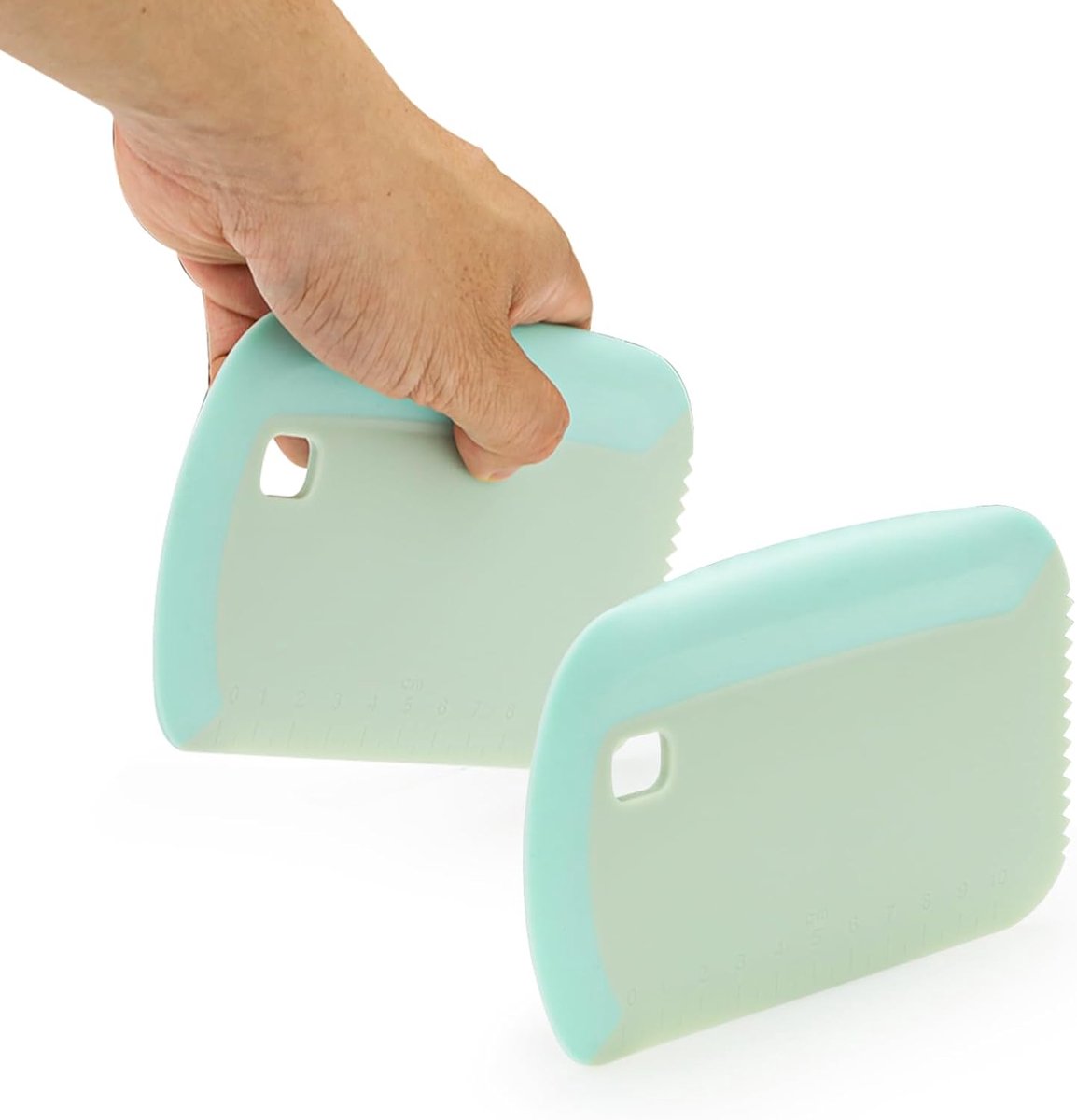 2-pack deegbankschraper goede grip, flexibele siliconen kom schraper gereedschap keuken, 3-in-1 deegsnijder met - ShopVlot