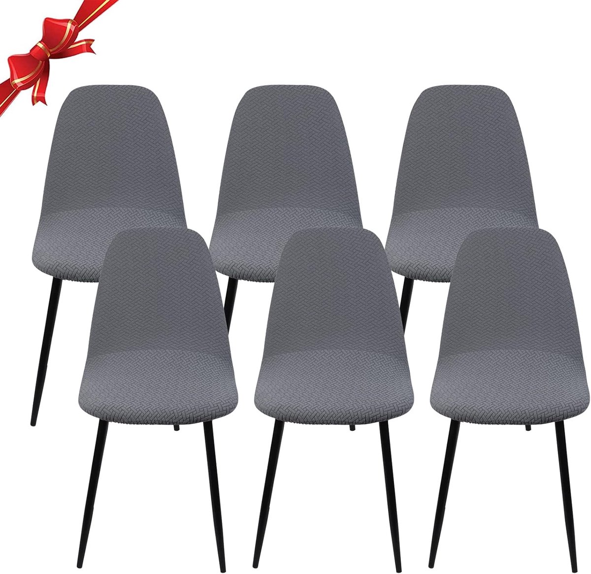 Jaotto Chair Covers Set of 6 Stretch Dining Chair Covers Universal Washable Removable Elegant Chair Cover Non-Slip - ShopVlot
