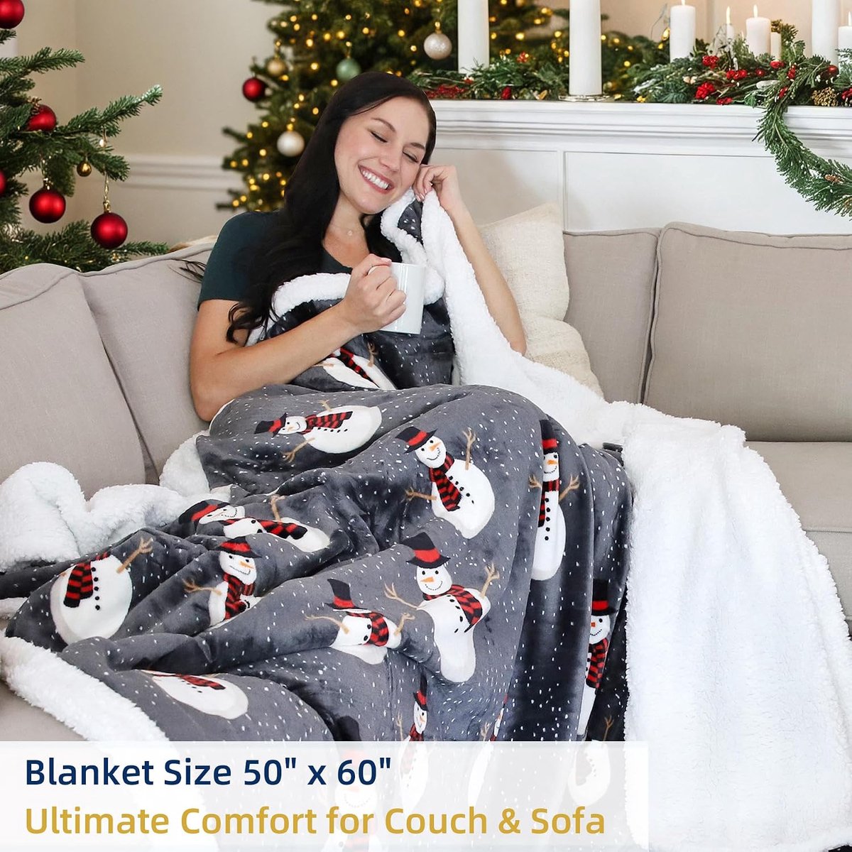 Catalonia Classy Sherpa Blanket Christmas Throw Super Soft Fluffy Sherpa Throw TV Blanket Decorative Blanket for Bed - ShopVlot