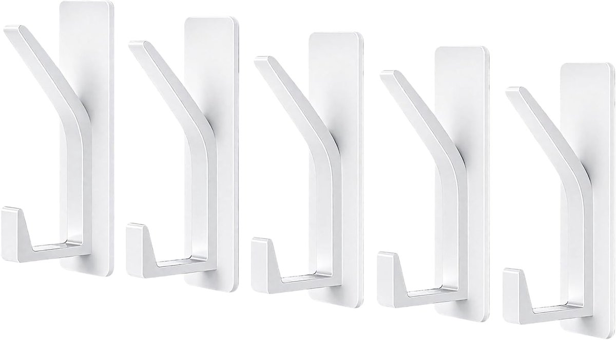 Pack of 5 Adhesive Hooks Metal Adhesive Hooks Extra Strong White Door Hooks Towel Hooks Towel Hooks Towel Holder No - ShopVlot