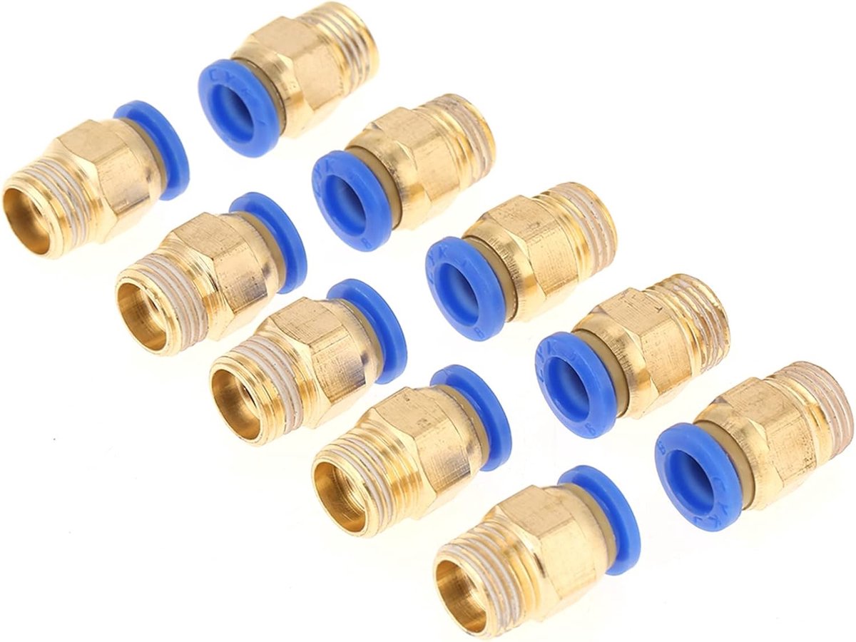10 Stuks Pneumatische Snelkoppeling 1/4BSP Luchtfittingen Adapter 8 Mm Draad Hogedruk Messing 360 Graden Draaibaar met - ShopVlot