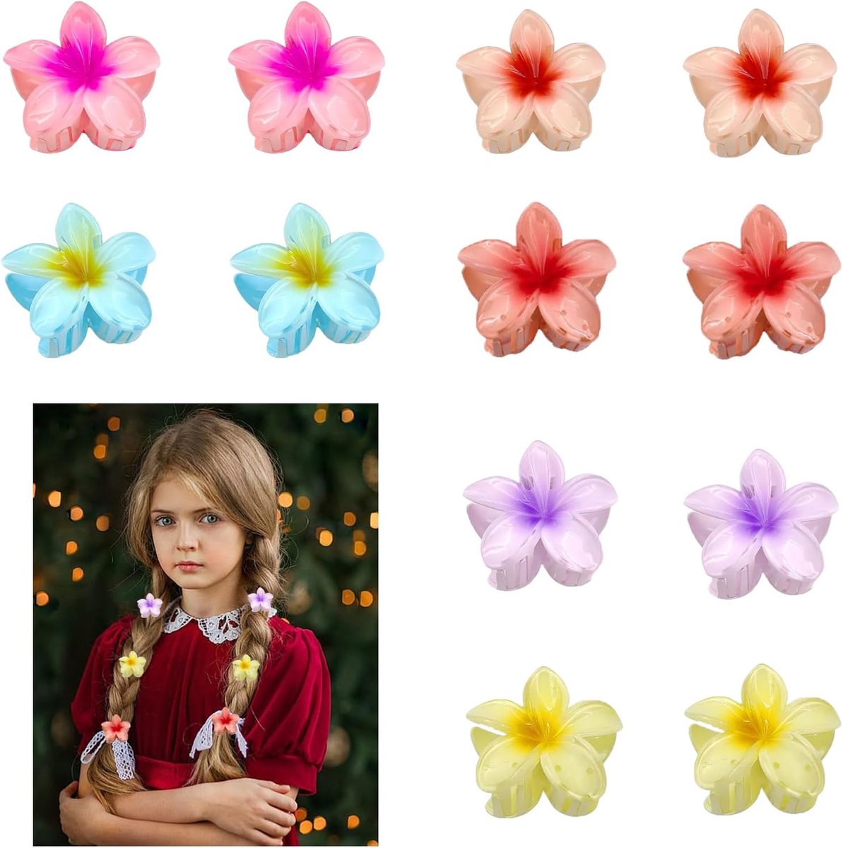 12pcs Flower Hair Clips, 3cm Cute Acrylic Small Hair Clips, Non Slip Hair Jaw Clips, Hair Styling Accessories for - ShopVlot